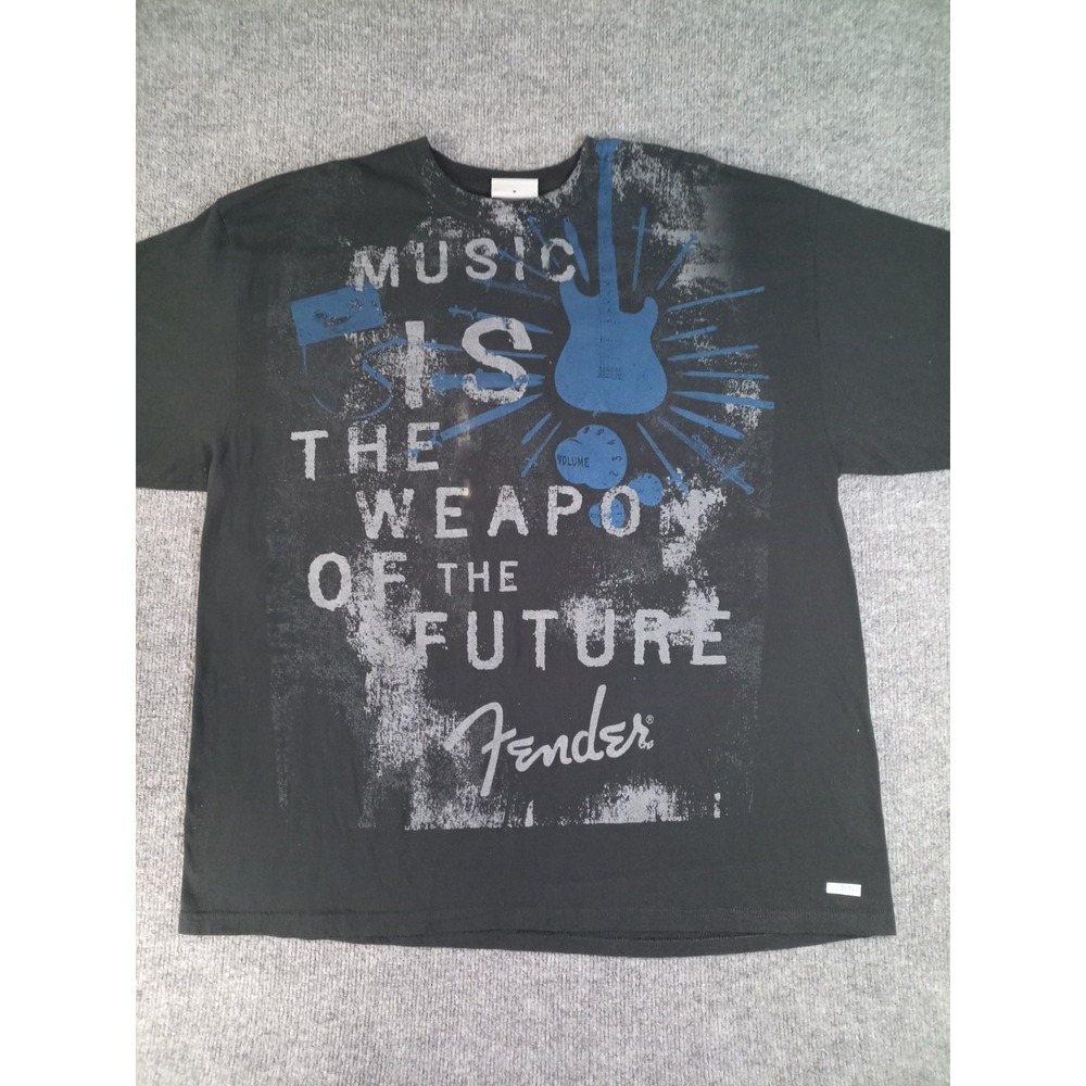 Fender The Rock & Roll Lifestyle Music Is The Weapon T-Shirt Mens XXL Black Guit